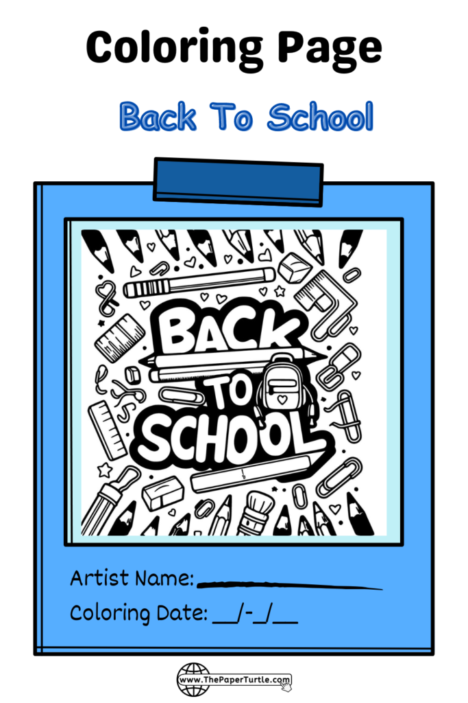 School Supplies Coloring Page