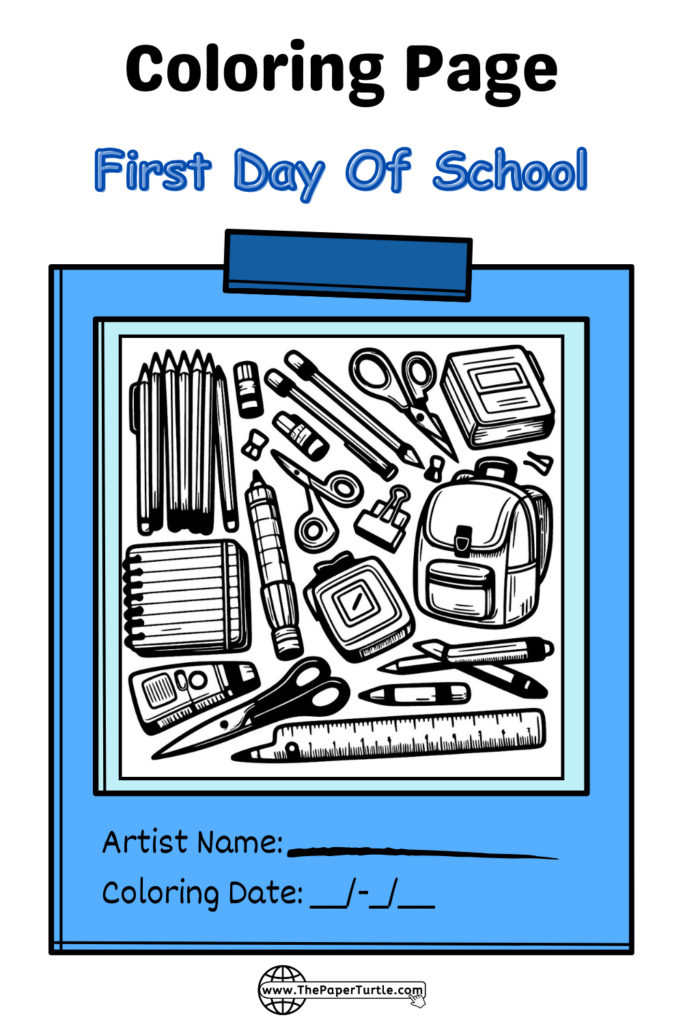 school stationary coloring page