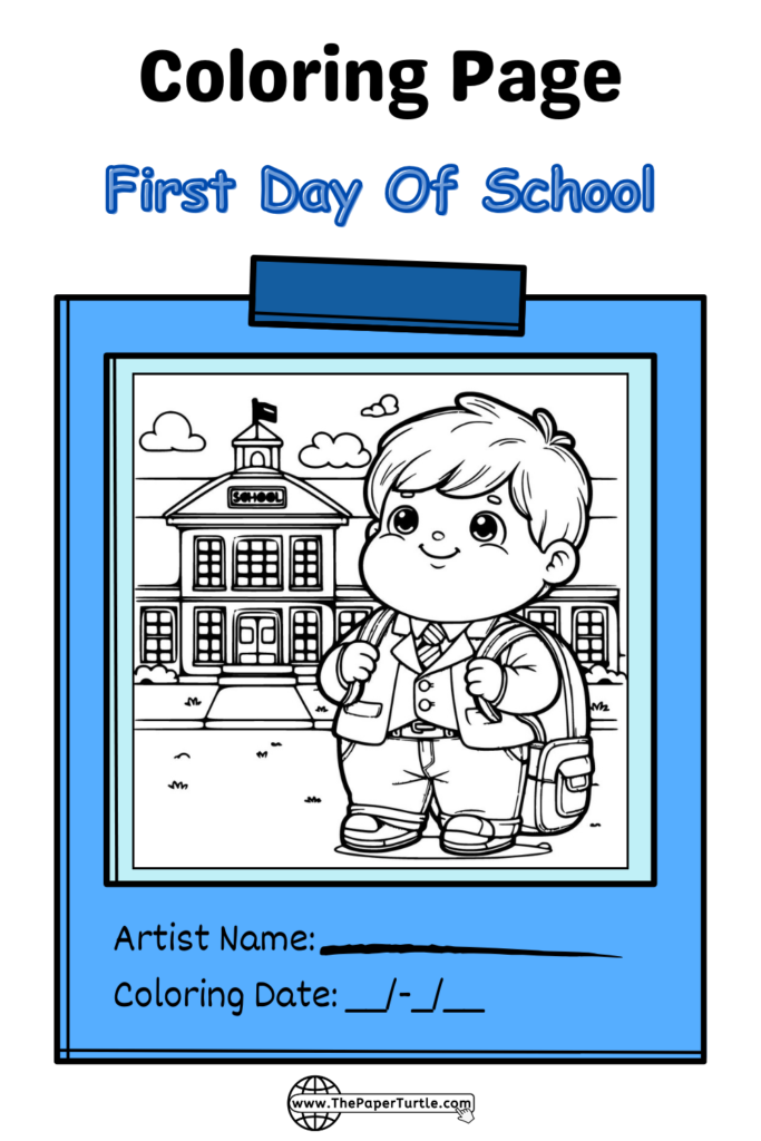 cute baby boy having first day of school