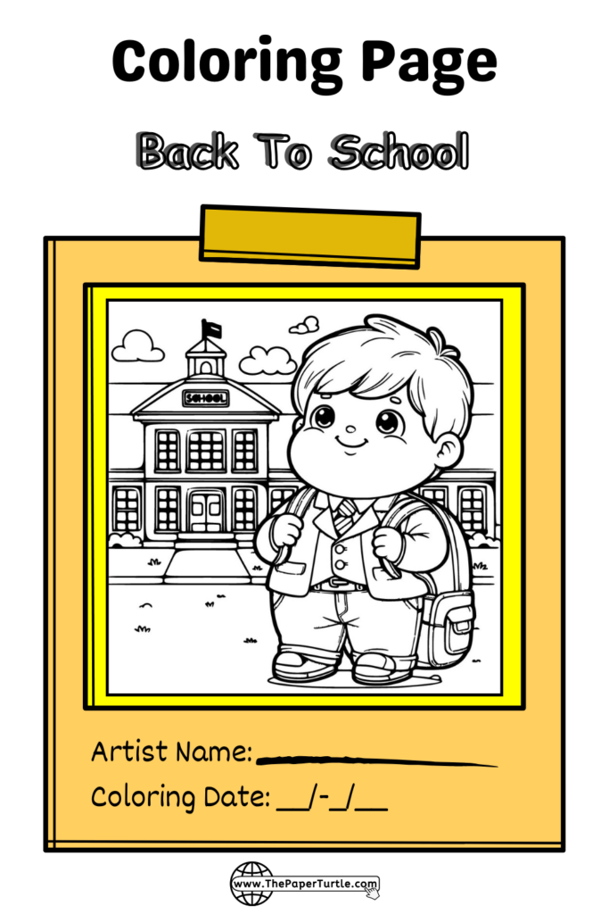 cute little school boy coloring page