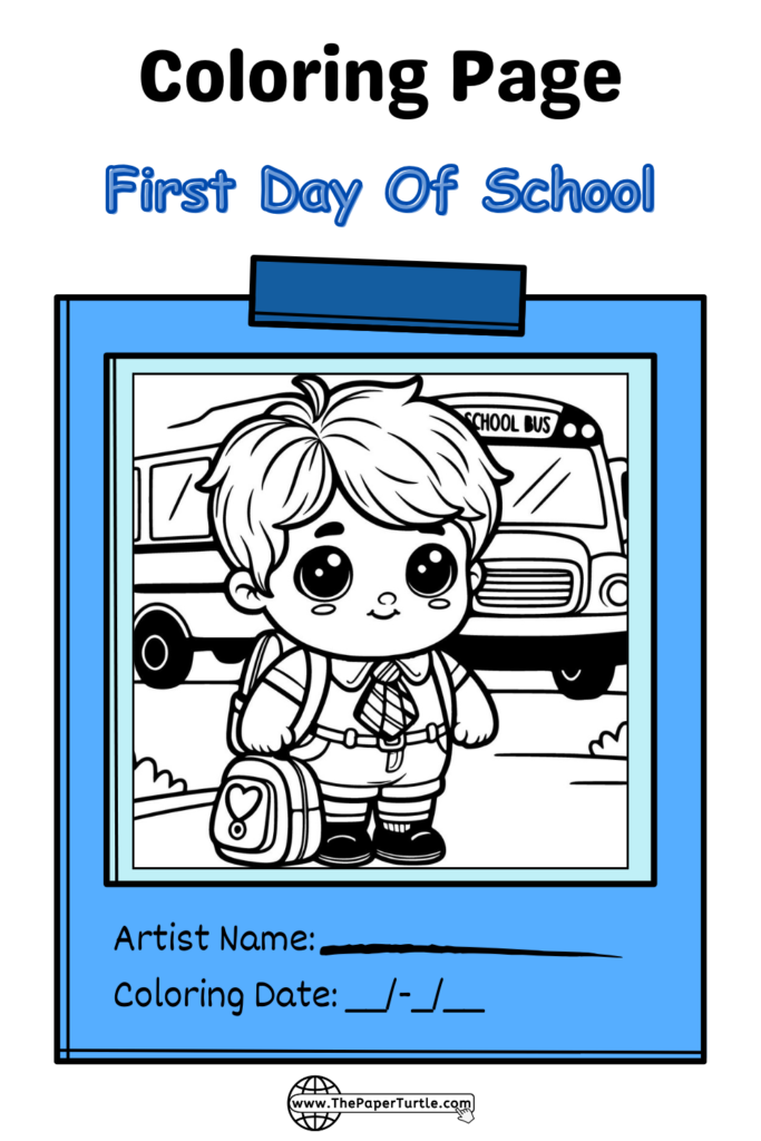 cute boy attending first day of school