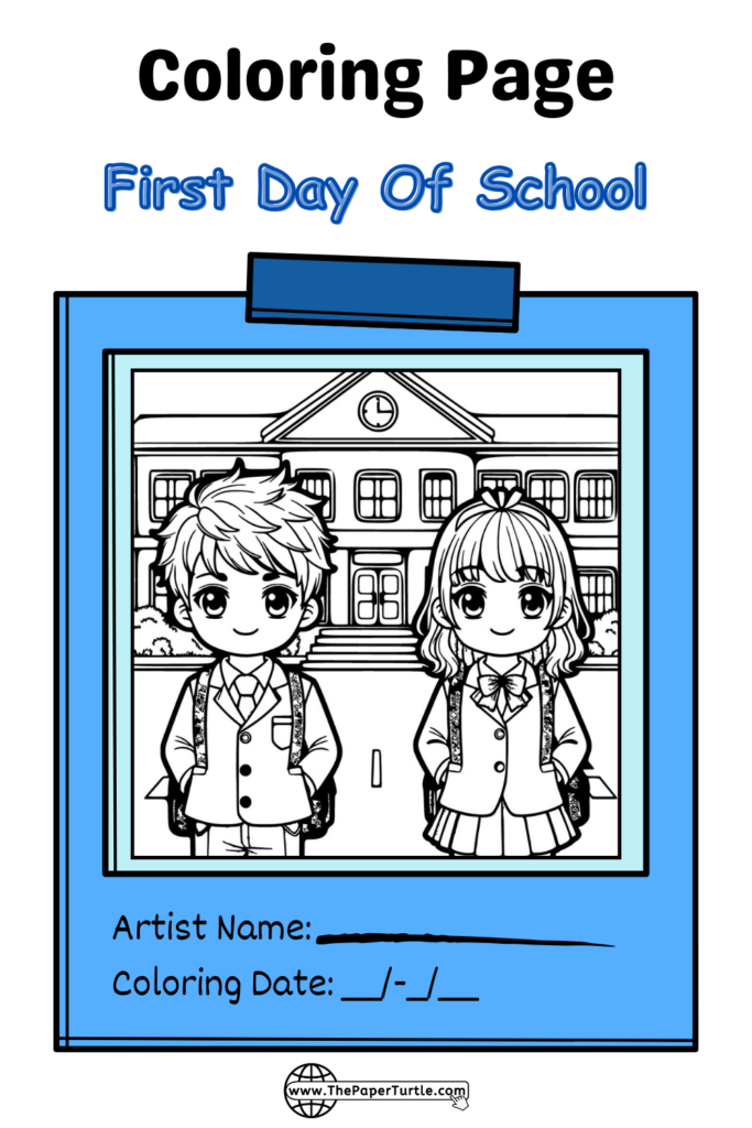 color me two kids on first day of schhol