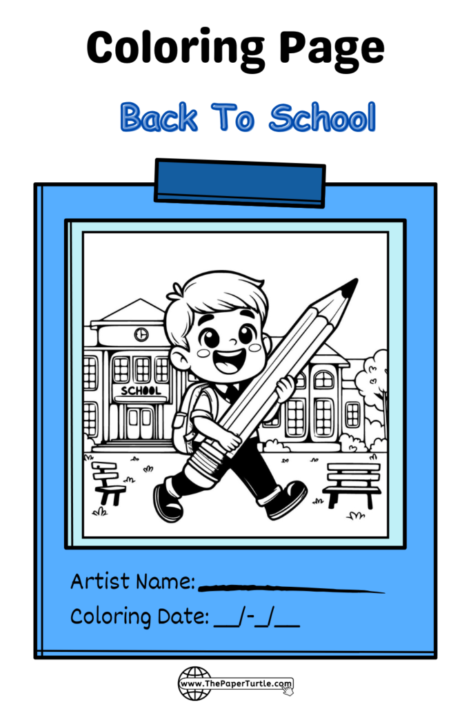 school kid with big pencil coloring page