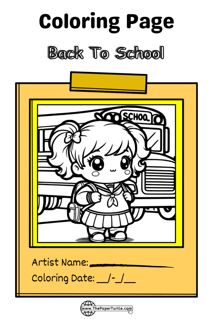 cute little school girl coloring page