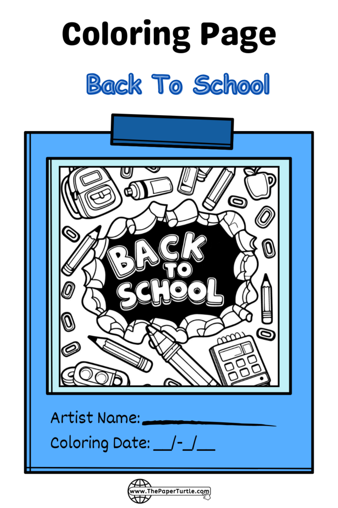 Back to school coloring page