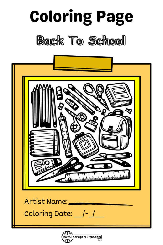 school stationary supplies coloring page 