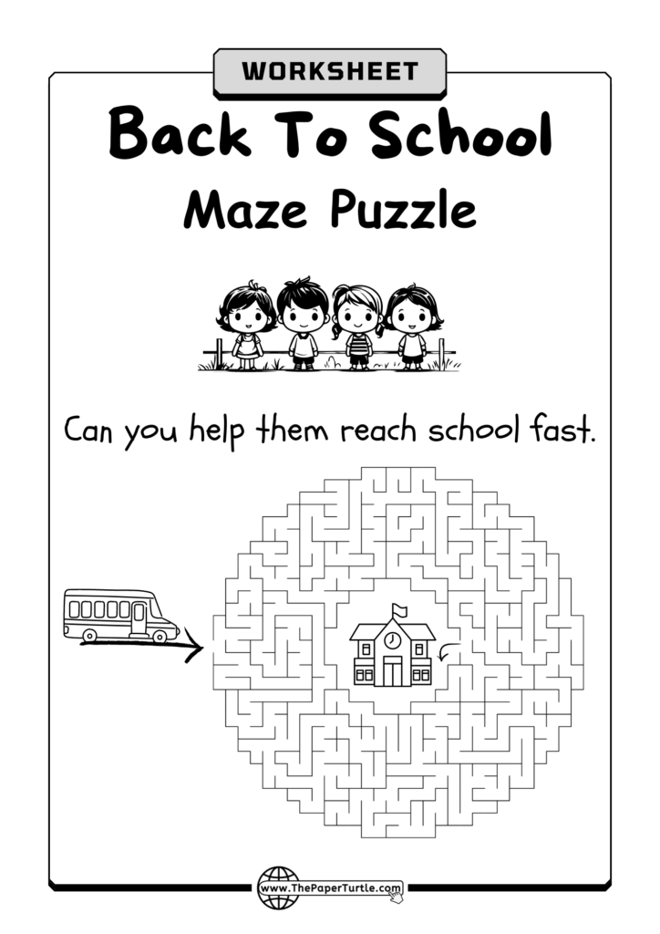 maze puzzle for kindergarten on back to school