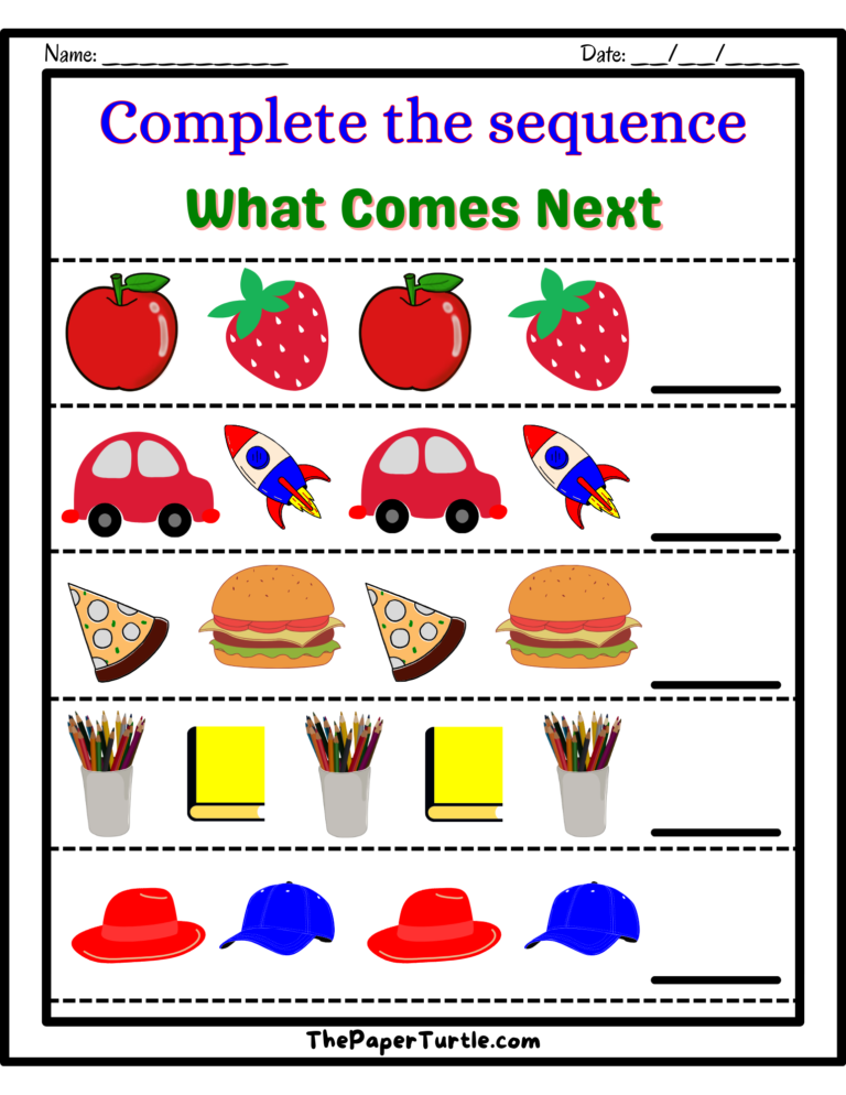 Pattern Worksheets - ThePaperTurtle